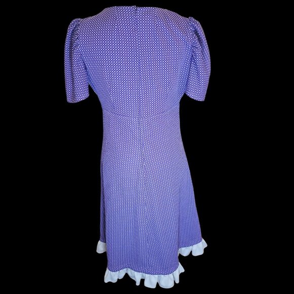 VTG Purple Babydoll Day Dress Knit Polyester Sz 10 Below Knees Cottage - Picture 3 of 11